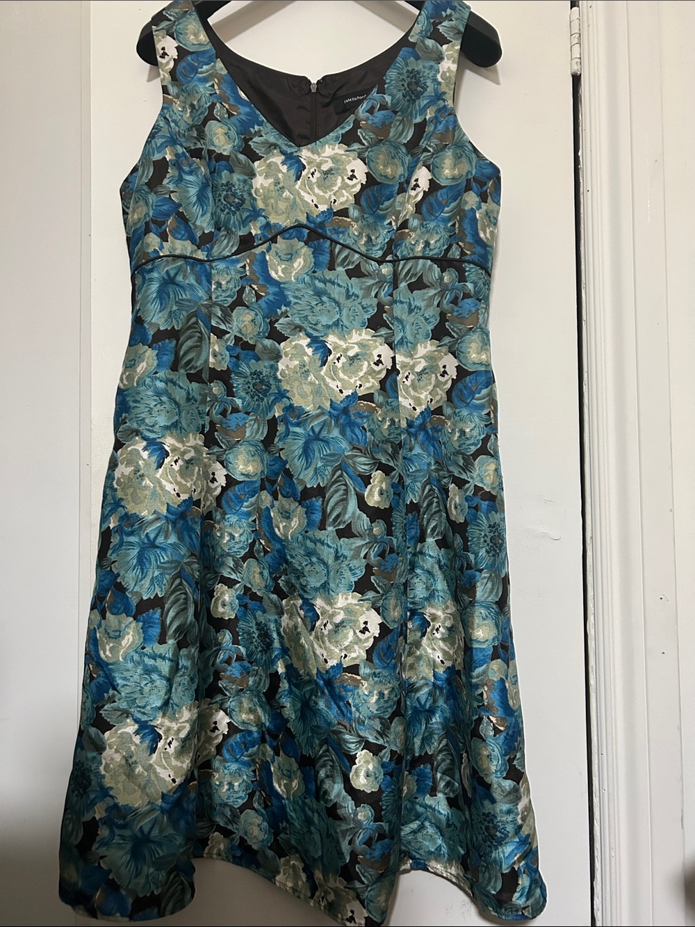 R&M RICHARDS Floral A-Line Dress - Teal & Blue